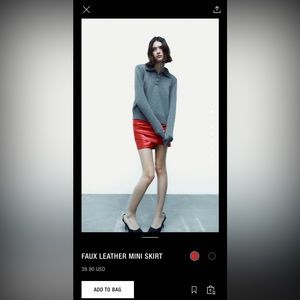 Zara Red Faux Leather Mini Skirt